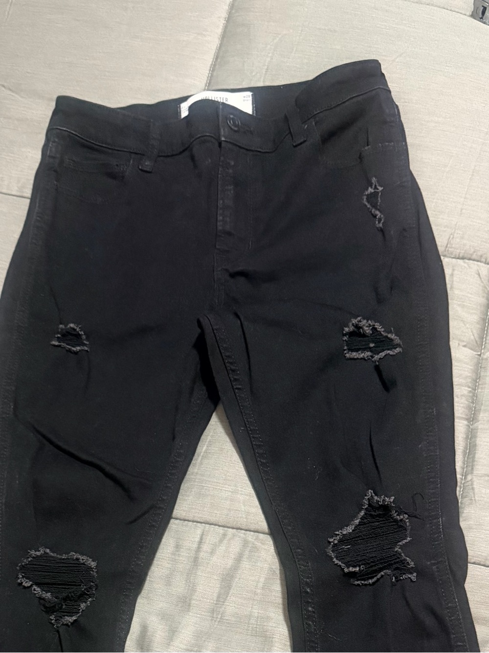 Hollister Black Distressed Ripped Skinney Jeans W28 Short                  #10